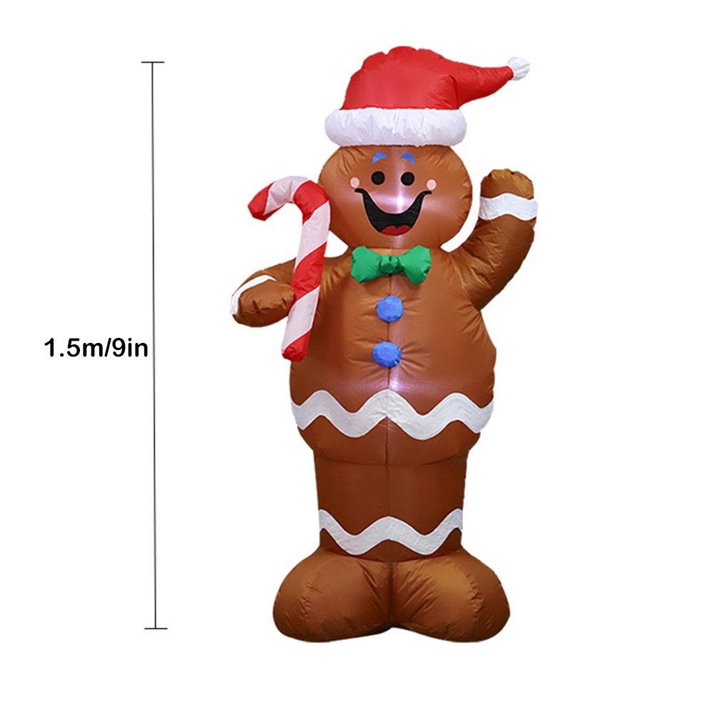 Led Christmas Inflatable Yard Decoration Indooroutdoor Gingerbread Man Cookie Airblown Display - 1