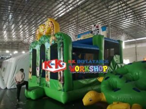 Commercial Small Indoor Jungle Bouncy House Inflatable Bounce Castle With Slide Kids For - 2