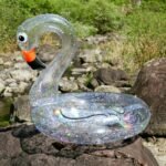 Confetti Holographic Glitter Inflatable Swan Swimming Circle Water Floating Island Summer Fun Pool Toys Adult Kids Ring - 2
