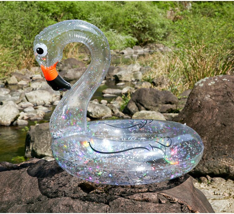 Summer Fun Inflatable Swan Swimming Circle Holographic Glitter Confetti Water Floating Island Pool Toy For Adults And Kids - 5 Summer Fun Inflatable Swan Swimming Circle Holographic Glitter Confetti Water Floating Island Pool Toy For Adults And Kids - 5