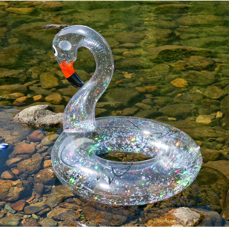Summer Fun Inflatable Swan Swimming Circle Holographic Glitter Confetti Water Floating Island Pool Toy For Adults And Kids - 6 Summer Fun Inflatable Swan Swimming Circle Holographic Glitter Confetti Water Floating Island Pool Toy For Adults And Kids - 6