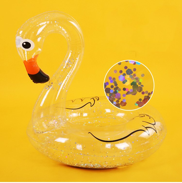Summer Fun Inflatable Swan Swimming Circle Holographic Glitter Confetti Water Floating Island Pool Toy For Adults And Kids - 1 Summer Fun Inflatable Swan Swimming Circle Holographic Glitter Confetti Water Floating Island Pool Toy For Adults And Kids - 1