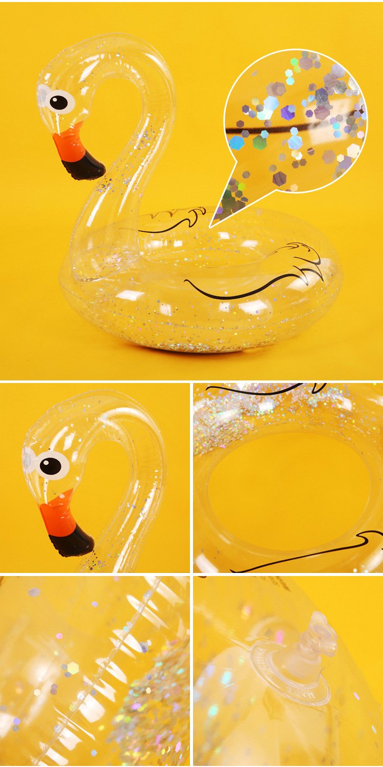 Summer Fun Inflatable Swan Swimming Circle Holographic Glitter Confetti Water Floating Island Pool Toy For Adults And Kids - 3 Summer Fun Inflatable Swan Swimming Circle Holographic Glitter Confetti Water Floating Island Pool Toy For Adults And Kids - 3