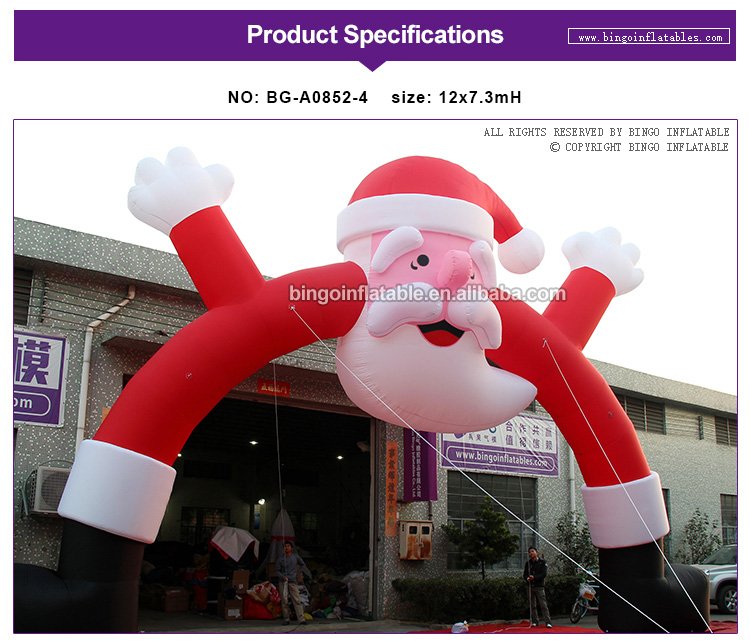 Custom 12x7 3mh Inflatable Christmas Arch Santa Claus Archway Festive Day Decoration Holiday Model Toy - 1