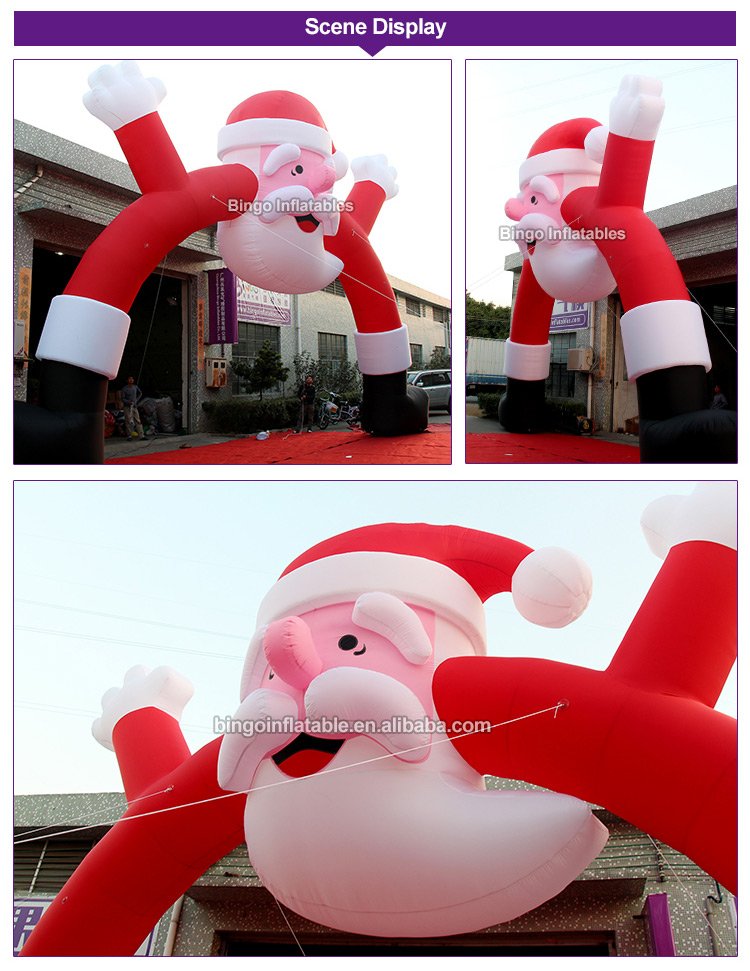 Custom 12x7 3mh Inflatable Christmas Arch Santa Claus Archway Festive Day Decoration Holiday Model Toy - 2