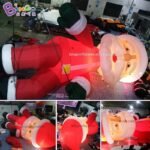 Customized 8 Meters Inflatable Santa On The Building Large Sitting Type Claus Balloon Toys - 3