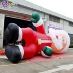 Customized 8 Meters Inflatable Santa On The Building Large Sitting Type Claus Balloon Toys - 2