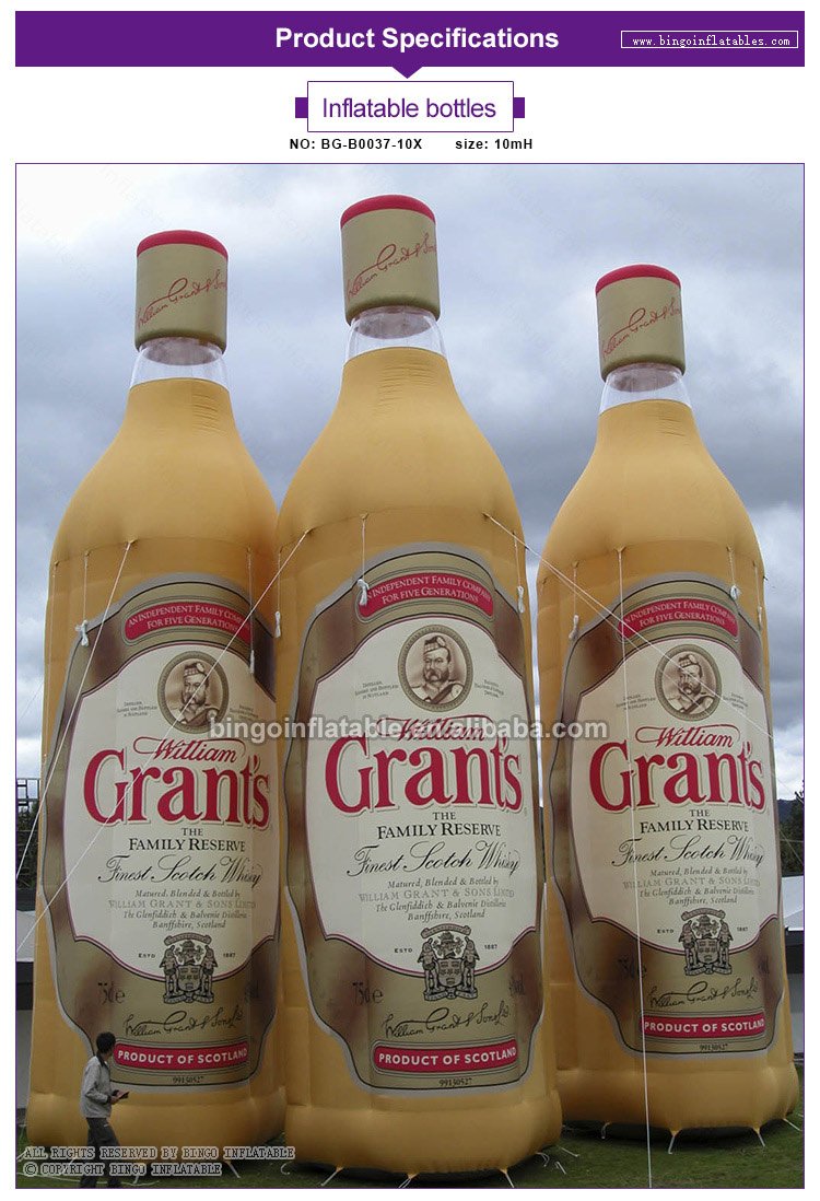 Customized 10m High Yellow Inflatable Beer Bottle Perfect For Marketing Advertising Events And Decorations - 1