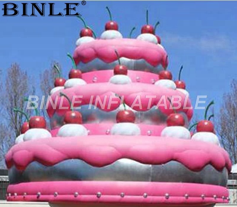 Personalized Giant Inflatable Pink Birthday Cake With Cherry Topper For Anniversary Party Decorations - 2 Personalized Giant Inflatable Pink Birthday Cake With Cherry Topper For Anniversary Party Decorations - 2