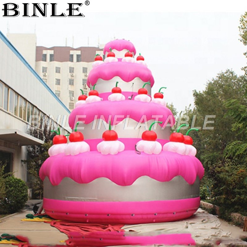 Personalized Giant Inflatable Pink Birthday Cake With Cherry Topper For Anniversary Party Decorations - 3 Personalized Giant Inflatable Pink Birthday Cake With Cherry Topper For Anniversary Party Decorations - 3