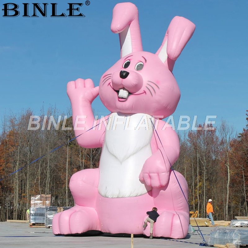 Large Pink Inflatable Easter Bunny Customized Cartoon Characters For Event Decorations - 1