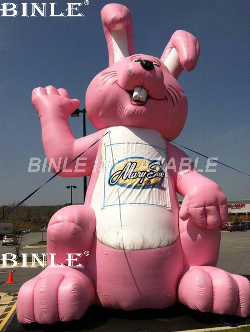 Large Pink Inflatable Easter Bunny Customized Cartoon Characters For Event Decorations - 2