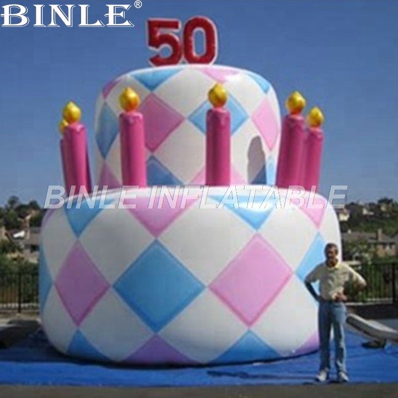 Customized Giant Inflatable Birthday Cake Design With Logo For Special Event And Party Decoration - 1
