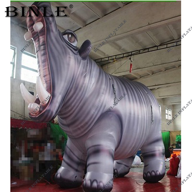 Giant Customized Inflatable Hippo Balloon Vivid Colorful Animal Design For Parties Events And Celebrations - 1