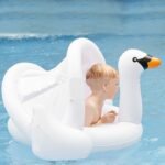 Dmar 0-3 Years Baby Inflatable Flamingo Swan Pool Float With Sunshade Ride-on Swimming Ring Safe Seat Water Toys Infant Circle - 3