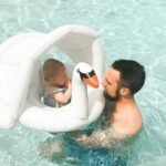 Dmar 0-3 Years Baby Inflatable Flamingo Swan Pool Float With Sunshade Ride-on Swimming Ring Safe Seat Water Toys Infant Circle - 4