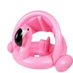 Dmar 0-3 Years Baby Inflatable Flamingo Swan Pool Float With Sunshade Ride-on Swimming Ring Safe Seat Water Toys Infant Circle - 5