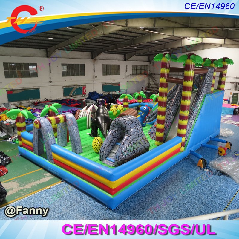 Kids Inflatable Dinosaur Bouncy Castle 12x8m Party Bouncer House With Fun Slide Party Entertainment Park - 2