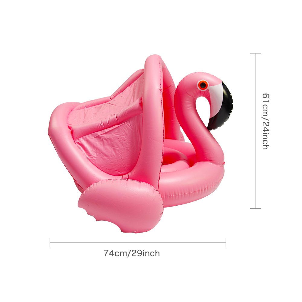 Dmar Inflatable Baby Flamingo Rideon Pool Float With Sunshade 03 Years Safe Swim Ring Water Toys Infant Seat Circle - 6 Dmar Inflatable Baby Flamingo Rideon Pool Float With Sunshade 03 Years Safe Swim Ring Water Toys Infant Seat Circle - 6