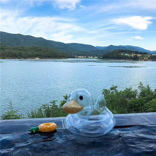 Baby Duck Inflatable Swim Ring Transparent Rideon Bathing Pool Float Summer Water Toy Swim Tube Raft - 1 Baby Duck Inflatable Swim Ring Transparent Rideon Bathing Pool Float Summer Water Toy Swim Tube Raft - 1