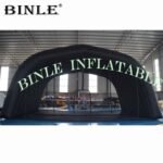 Durable 8x5x4m Single Black Inflatable Tunnel Tent Stage Cover With Rear Curtain For Concert - 5