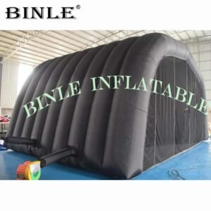 Durable 8x5x4m Single Black Inflatable Tunnel Tent Stage Cover With Rear Curtain For Concert - 2