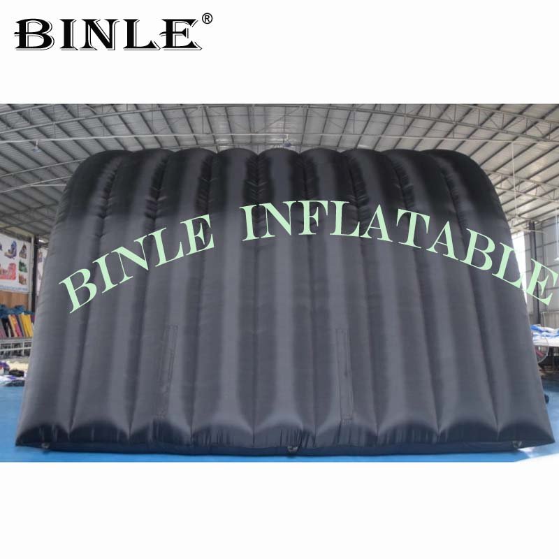 Black Inflatable Tunnel Tent 8x5x4m Durable Stage Cover With Rear Curtain For Concerts Events - 1