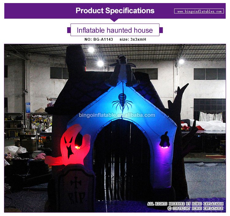 Ecofriendly 3x3mh Ledlit Inflatable Haunted House Tunnel Perfect For Amusement Park Balloon Toys And Events - 1