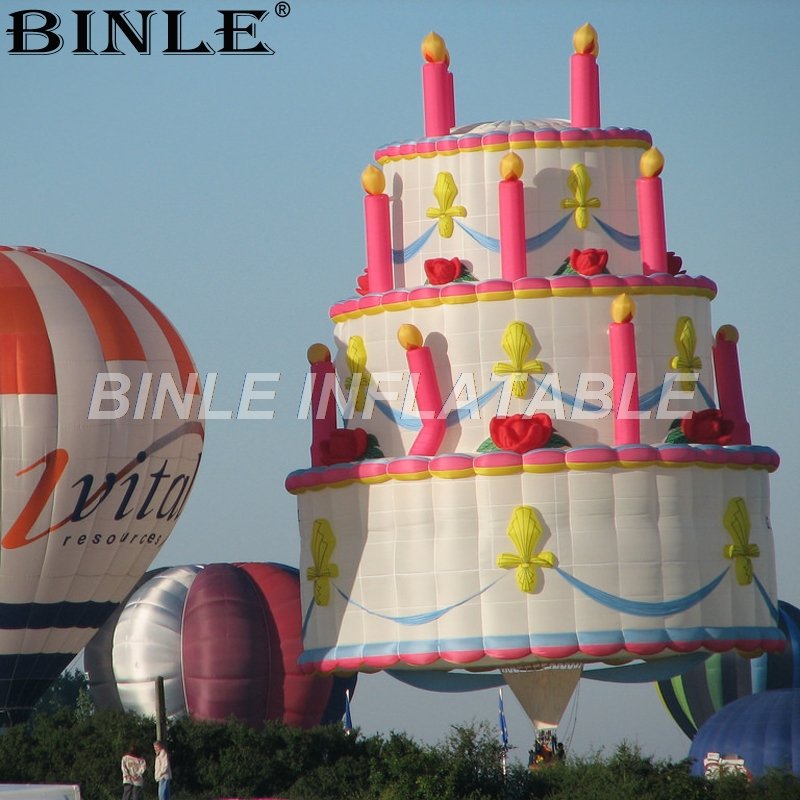 Extra Large Oxford Fabric Inflatable Birthday Cake Model With Pink Candles For Event Parade And Party Decorations - 1 Extra Large Oxford Fabric Inflatable Birthday Cake Model With Pink Candles For Event Parade And Party Decorations - 1