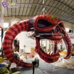 Exquisite Handmade 7x2 4x4 3mh Inflatable Skull For Halloween Decorations Red Display Toys - 3