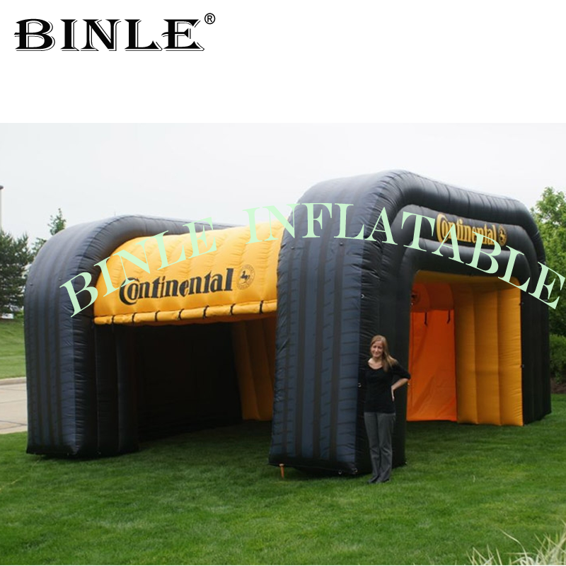 Black Inflatable Cube Tent Spacious Outdoor Event Marquee With Two Large Sections - 3