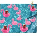 Flamingo Drink Holders 12 Pcs Palm Tree And Cup Holder Floats Inflatable Floating Coasters - 3