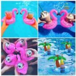 Flamingo Drink Holders 12 Pcs Palm Tree And Cup Holder Floats Inflatable Floating Coasters - 2