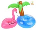 Flamingo Drink Holders 12 Pcs Palm Tree And Cup Holder Floats Inflatable Floating Coasters - 6