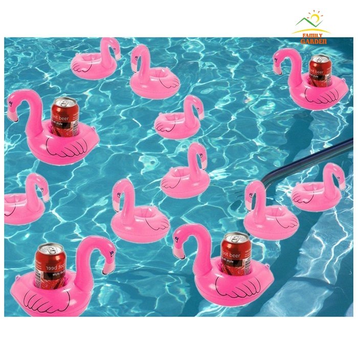 12piece Set Inflatable Flamingo Palm Tree Drink Holders Floating Pool Coasters With Cup Holders - 2