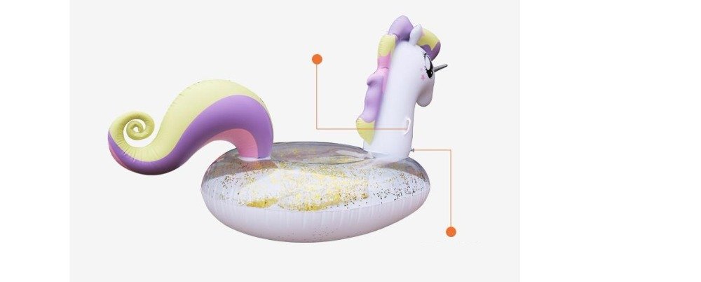 Deluxe Inflatable Unicorn Pegasus Swimming Pool Float With Sequin Crystal Ring Ideal For Water Fun Relaxation - 5