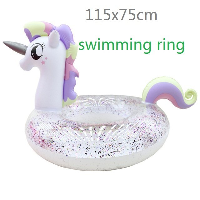 Deluxe Inflatable Unicorn Pegasus Swimming Pool Float With Sequin Crystal Ring Ideal For Water Fun Relaxation - 2