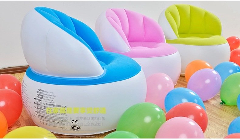 Portable Kids Flocking Inflatable Sofa Foldable Creative Lazy Couch For Childrens Bedroom Or Living Room Furniture - 3