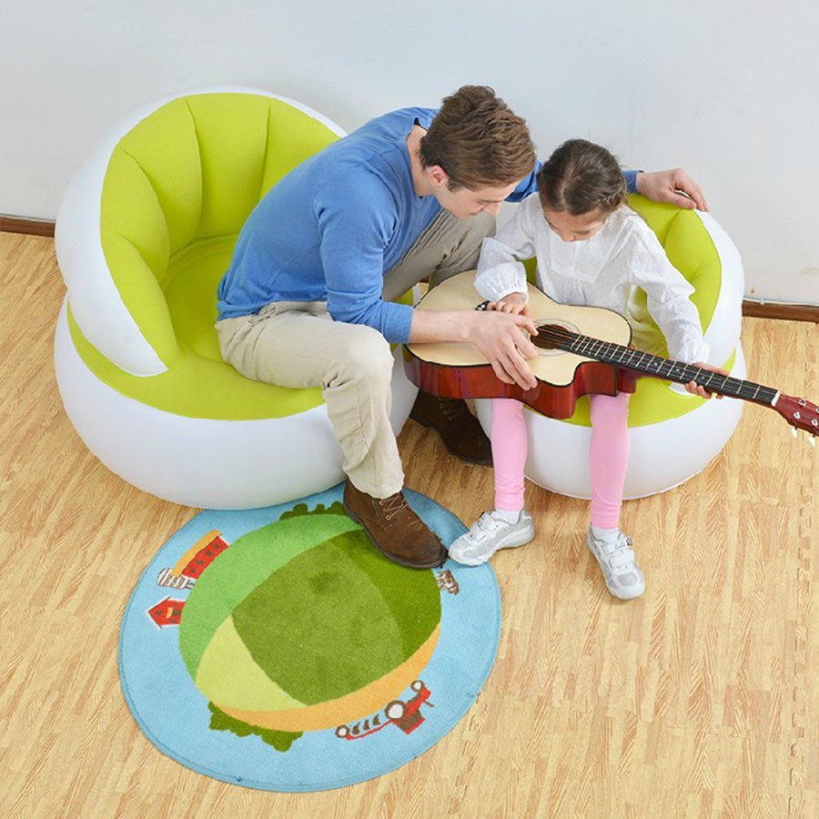 Portable Kids Flocking Inflatable Sofa Foldable Creative Lazy Couch For Childrens Bedroom Or Living Room Furniture - 1