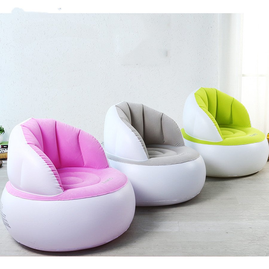 Portable Kids Flocking Inflatable Sofa Foldable Creative Lazy Couch For Childrens Bedroom Or Living Room Furniture - 2