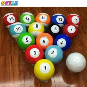 Giant Inflatable Snooker Soccer Ball In Snookball Game Huge Billiards Air Pump & 16 Pcs Toy Balls - 2