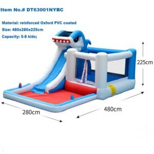 Kids Inflatable Shark Bounce House Jumper Bouncer Jump Bouncy Castle Water Slide With Blower And Pool