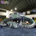 Giant 8 Meters Green Inflatable Skull With Led Lights For Halloween Decorations Customizable Size Display Toys - 3