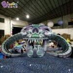 Giant 8 Meters Green Inflatable Skull With Led Lights For Halloween Decorations Customizable Size Display Toys - 2