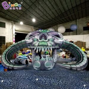 Giant 8 Meters Green Inflatable Skull With Led Lights For Halloween Decorations Customizable Size Display Toys - 2