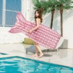 Giant Inflatable Mermaid Tail Pool Float Lie-on Floating Raft Colorful Fish Lounger Summer Beach Swimming Party - 3