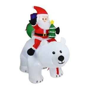 Giant Inflatable Santa Claus Riding Polar Bear 2m Christmas Head Doll Indoor Outdoor Garden Xmas Decoration - 2