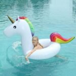 Giant Inflatable Unicorn Swimming Rings Animal Pool Toy Game Toys Air Mattresses Large Floating Island Boat Party - 2
