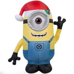 Giant Airblown Christmas Inflatable Minion One Eye Double Eyes With Santa Hat For Holiday Decoration - 2
