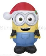 Giant Airblown Christmas Inflatable Minion One Eye Double Eyes With Santa Hat For Holiday Decoration - 4